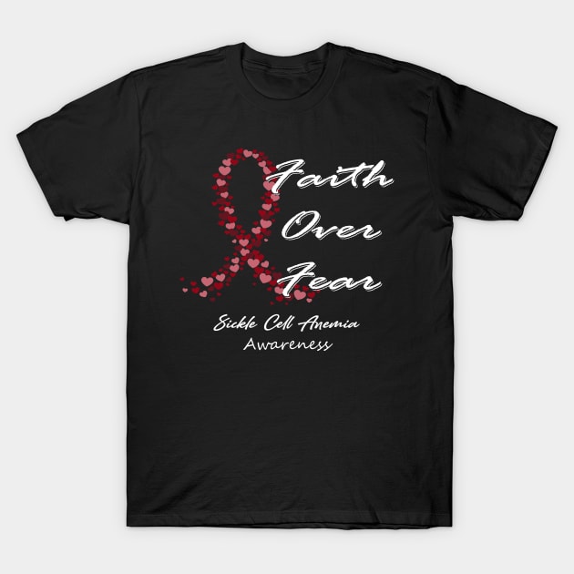 Sickle Cell Anemia Awareness Faith Over Fear - In This Family We Fight Together T-Shirt by BoongMie